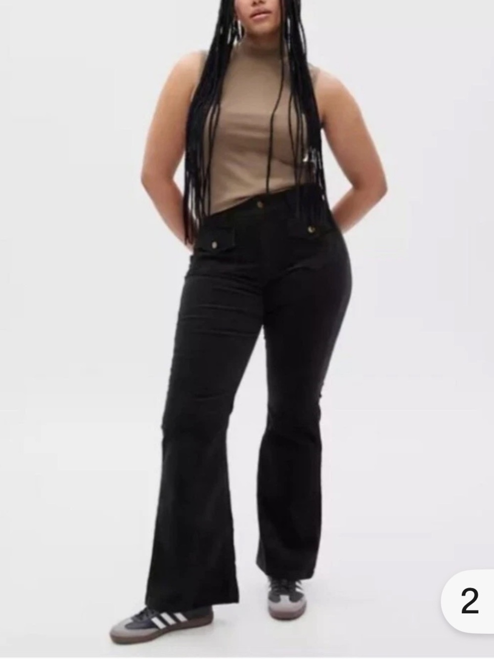 Gap High Rise Corduroy '70s Flare Pants black Size 34 (18) NWT MSRP $79.95